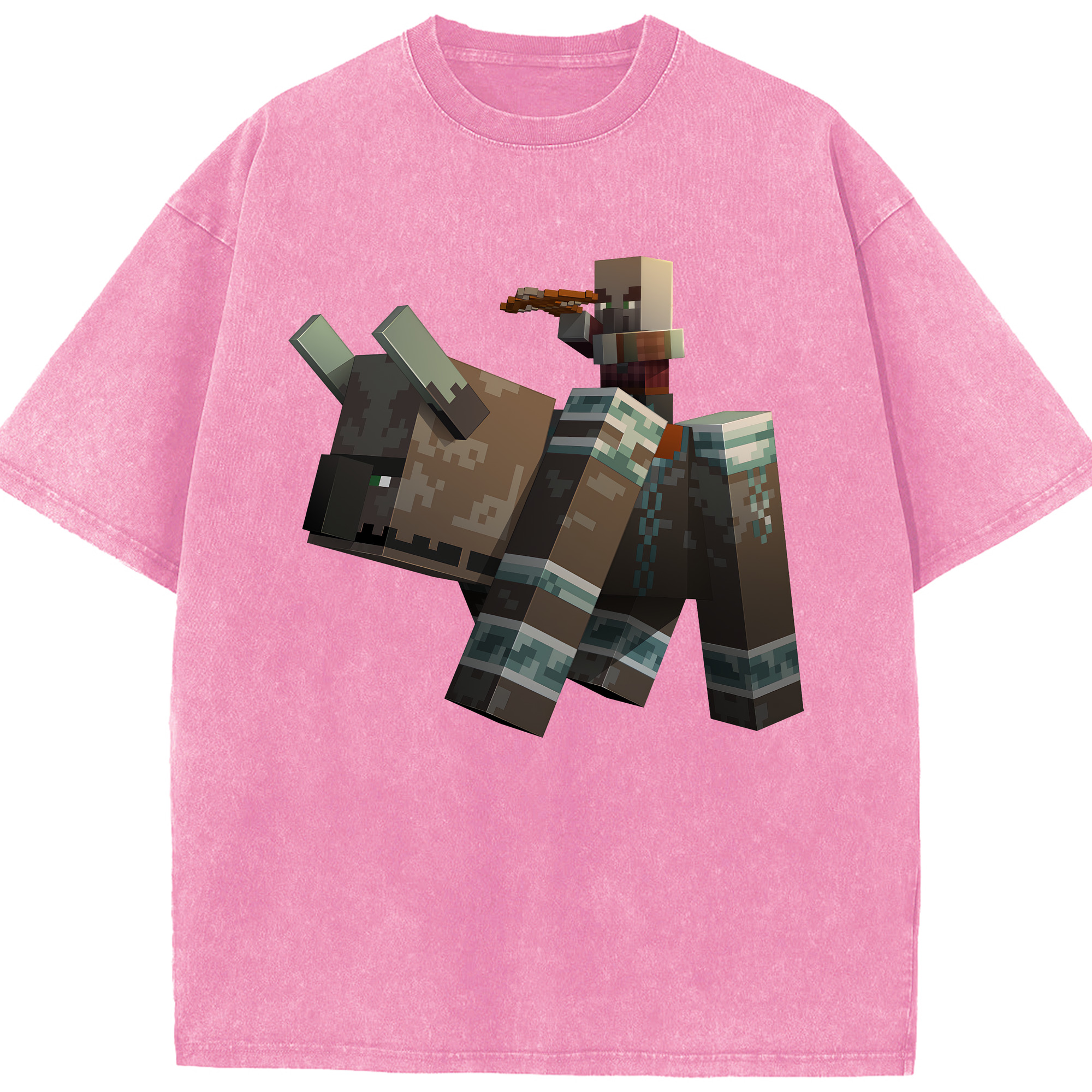 （画像用） マインクラフト ブロックの世界 Minecraft MC Block world 綿100% ヴィンテージ風 半袖Tシャツ（フロントプリント）